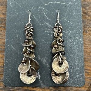 Retired SILPADA sterling silver Waterfall Dangle Bead & Petal graduated Earrings